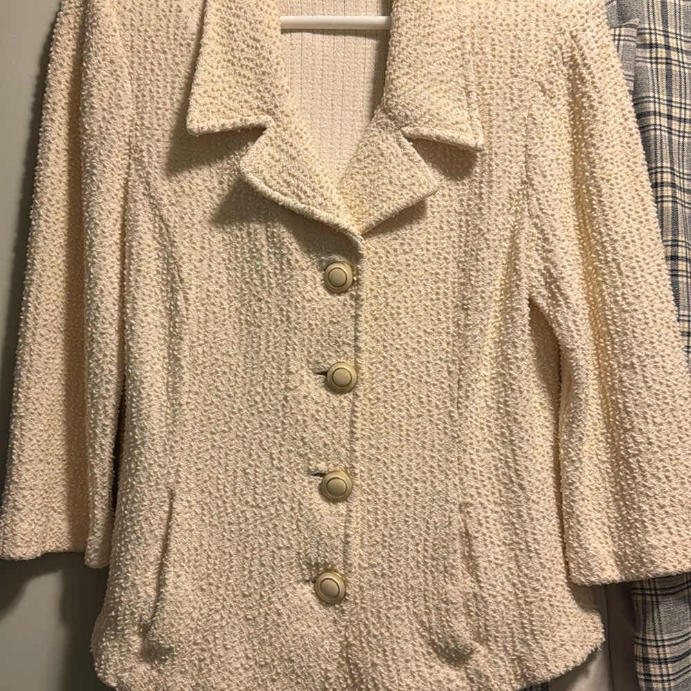St John Cream Textured Blazer